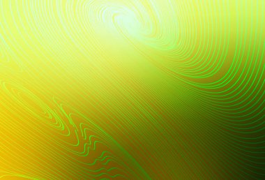 Açık yeşil, eğri çizgileri olan sarı vektör arkaplan. Eğilimli soyut bir çizim. Cep telefonu ekranları için arkaplan.