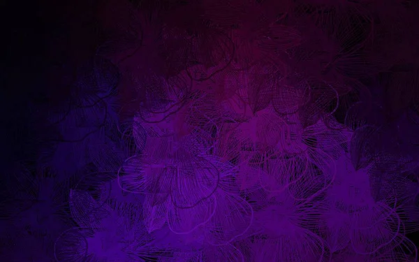 濃い紫色のベクトルの花と自然のアートワーク 花のあるエレガントな明るいイラスト 手描きのウェブ チラシのデザイン — ストックベクタ