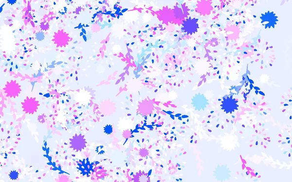 Ανοιχτό Ροζ Μπλε Διάνυσμα Doodle Φόντο Λουλούδια Τριαντάφυλλα Πολύχρωμη Απεικόνιση — Διανυσματικό Αρχείο