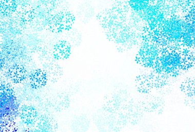 Yapraklı hafif Mavili vektör çizimi. Parlak renkli çizimler ve karalama tarzında yapraklar. Tasarımınız için yeni şablon.