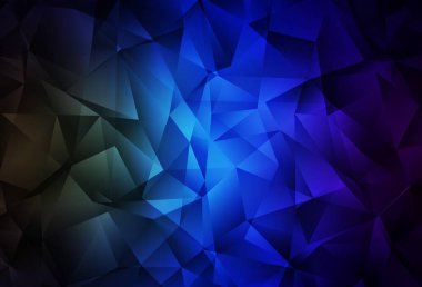 Koyu mavi, yeşil vektör eğimli şablon. Üçgenlerden oluşan parlayan çokgen çizimler. Web siteniz için yeni bir doku.