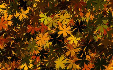 Koyu yeşil, sarı vektör soyut arkaplan çiçekli. Karalama tarzında çiçekli soyut illüstrasyon. Çocuk kitapları için renkli desen.