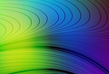 Eğri çizgileri olan ışık çokrenkli vektör şablonu. Eğilimli soyut bir çizim. Tasarımınız için basit şablon.