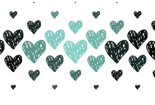 Φωτεινό Πράσινο Διάνυσμα Φόντο Λαμπερές Καρδιές Όμορφες Καρδιές Στυλ Εορτασμού — Διανυσματικό Αρχείο