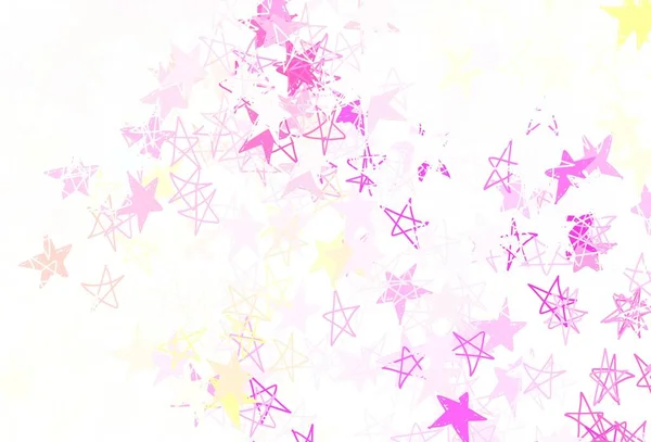 Rosa Claro Fondo Vectorial Amarillo Con Estrellas Colores Ilustración Abstracta — Vector de stock