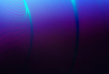 Koyu pembe, çizgileri olan mavi vektör arkaplan. Kavisli çizgilerden oluşan parlak bir illüstrasyon. İş tasarımınız için şablon.