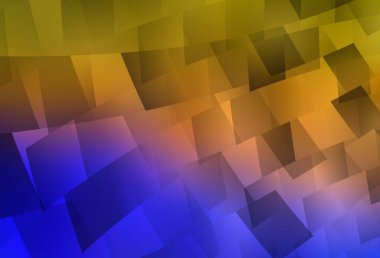 Açık mavi, kare şeklinde sarı vektör deseni. Soyut arkaplanda dikdörtgenler ve renkli gradyanlar. İniş sayfası için modern şablon.