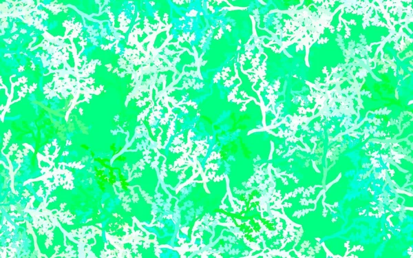Светло Зеленый Векторный Фон Листьями Ветвями Дудл Иллюстрация Листьев Ветвей — стоковый вектор
