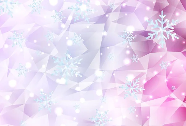 Luz Fundo Vetor Rosa Com Belos Flocos Neve Estrelas Gradiente —  Vetores de Stock