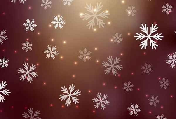 Light Red Yellow Vector Pattern Christmas Snowflakes Stars Modern Geometrical — Stock Vector
