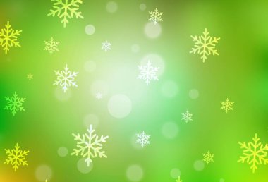 Açık yeşil, Xmas tarzında sarı vektör arkaplanı. Gradyan Noel elementleri içeren bir Akıllı Çizim. Kitapçıklar, eğitim broşürleri.