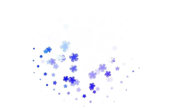 Bleu Clair Motif Vectoriel Vert Doodle Avec Des Fleurs Illustration — Image vectorielle