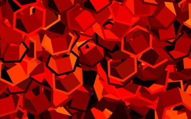 Koyu kırmızı, sarı vektör dokusu ve renkli altıgenler. Bulanık yüzeyde renkli altıgenlerin çizimi. Marka kitabınız için yeni şablon.