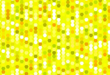 Açık yeşil, altıgen şeklinde sarı vektör şablonu. Bulanık yüzeyde renkli altıgenlerin çizimi. Web sitesi posterleri, afişler için tasarım.