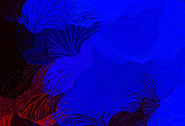 Azul Oscuro Fondo Garabato Vector Rojo Con Hojas Una Elegante — Archivo Imágenes Vectoriales