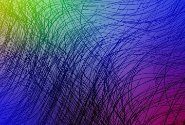 Eğri çizgileri olan açık renkli vektör dokusu. Basit çizgilerle renkli gradyan çizimi. Posterler ve afişler için iş tasarımı.