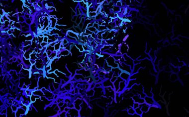 Koyu pembe, mavi vektör karalama deseni yapraklı, dallı. Soyut şablona karalamalar çizilmiş bir resim. Ağ ve ambalaj için elle boyanmış tasarım.