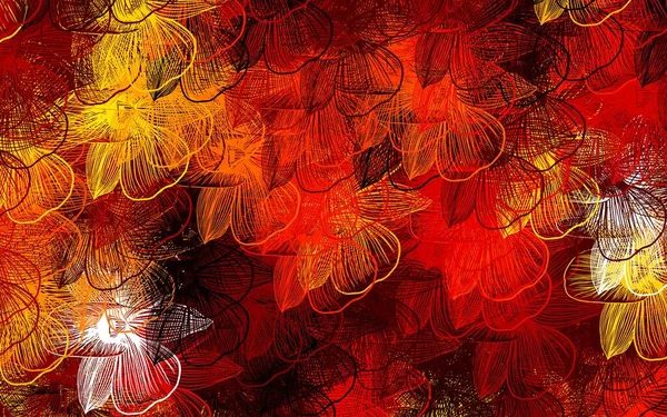 Tmavě Červená Žlutá Vektorová Šablona Květinami Abstraktní Ilustrace Květinami Stylu — Stockový vektor