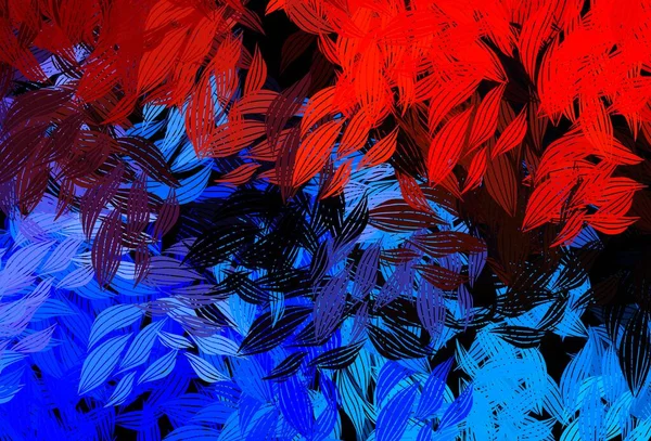 Dark Blue Red Vector Natural Background Leaves Elegant Bright Illustration — Stock Vector