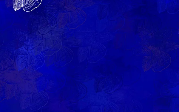 Donkerblauwe Vector Doodle Lay Out Met Bloemen Abstracte Illustratie Met — Stockvector