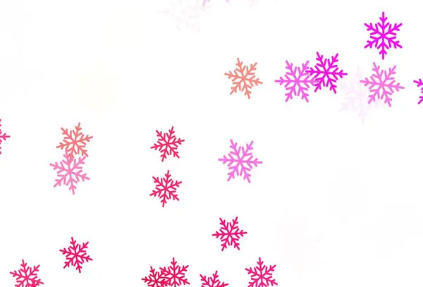 Светло Розовый Желтый Векторный Фон Красивыми Снежинками Звездами Красочные Снежинки — стоковый вектор