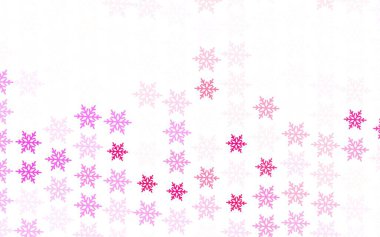 Açık Pembe, buz taneli kırmızı vektör şablonu, yıldızlar. Gradyan kar formlarıyla parlayan renkli çizimler. Yeni Yıl broşürleri için temel bölüm.