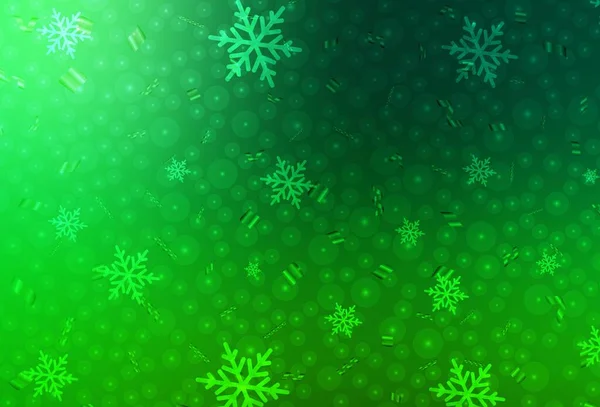 Темно Зеленый Векторный Узор Рождественском Стиле Красочная Иллюстрация Снегом Новогодними — стоковый вектор