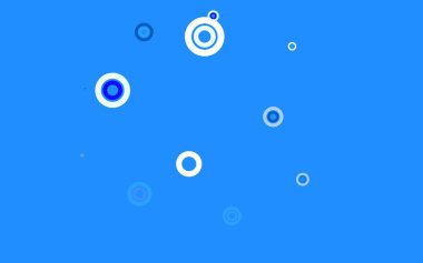 Açık pembe, küreli mavi vektör deseni. Parlak renkli soyut çemberlerin olduğu bir resim. Poster ve web siteleri için tasarım.