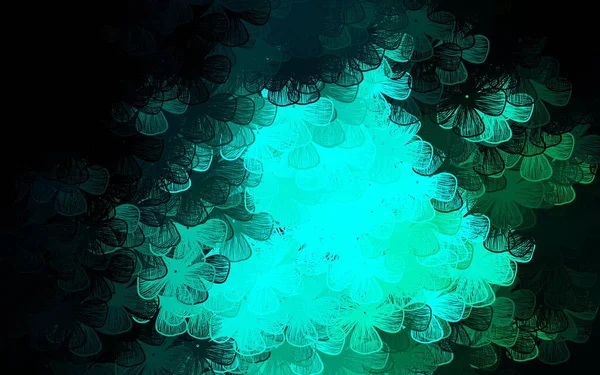 Dunkelgrüne Vektor Natürliche Kunstwerke Mit Bäumen Ästen Blumen Mit Farbverlauf — Stockvektor