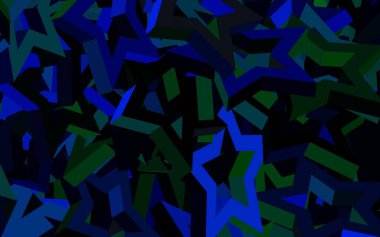 Koyu mavi, küçük ve büyük yıldızlı yeşil vektör arkaplan. Bulanık dekoratif dizayn yıldızlı basit bir stilde. Reklamınız, posteriniz, afişiniz için en iyi tasarım.