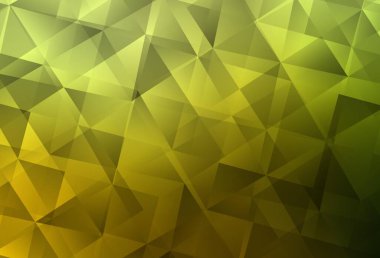 Açık yeşil, sarı vektör soyut mozaik desen. Origami tarzında gradyan ile geometrik çizim. İşiniz için yepyeni bir tasarım..