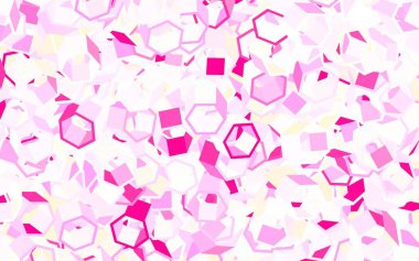 Açık pembe, altıgenli sarı vektör arkaplan. Renkli altıgenli bulanık arkaplan. Marka kitabınız için yeni şablon.