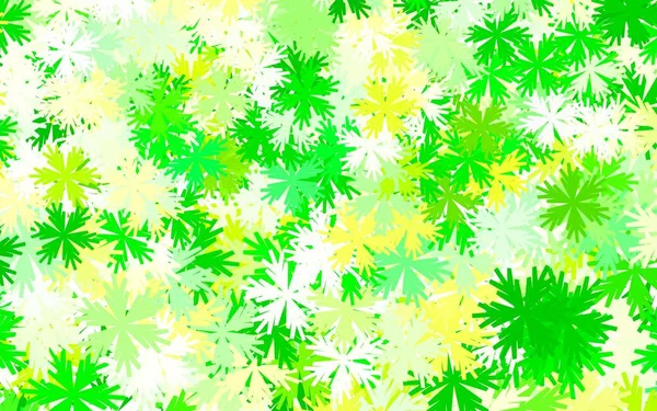 Verde Claro Padrão Doodle Vetor Amarelo Com Flores Sketchy Doodle — Vetor de Stock