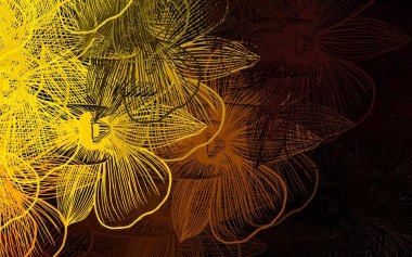 Koyu yeşil, çiçekli sarı vektör deseni. Karalama tarzında çiçekli soyut illüstrasyon. Web sitesi yöneticileri ve tasarımları için desen.