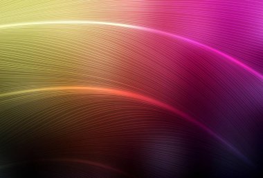 Koyu pembe, kıvrımlı çizgileri olan sarı vektör deseni. Soyut tarzda gradyan çizgilerle akıllı illüstrasyon. İşiniz için en iyi tasarım.