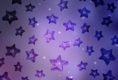 Küçük ve büyük yıldızlı hafif Mor vektör arkaplanı. Yıldızlı parlak renkli illüstrasyon. Fütürist reklamlar ve kitapçıklar için şablon.