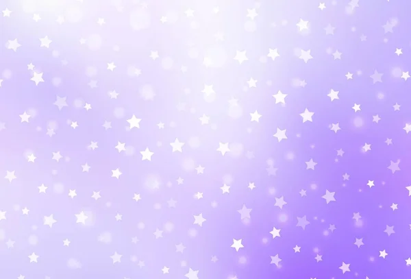 Patrón Vector Púrpura Claro Con Copos Nieve Navidad Estrellas Ilustración — Archivo Imágenes Vectoriales