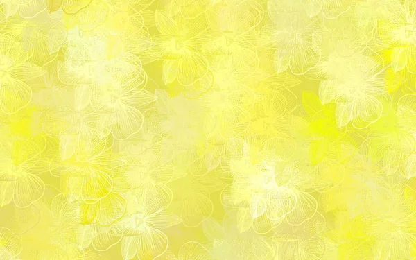 Light Yellow Vector Doodle Pattern Flowers Creative Illustration Blurred Style — Stock Vector