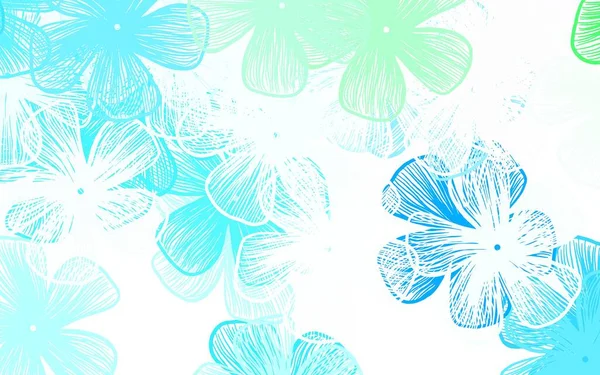 Azul Claro Verde Vector Doodle Fondo Con Flores Ilustración Abstracta — Vector de stock