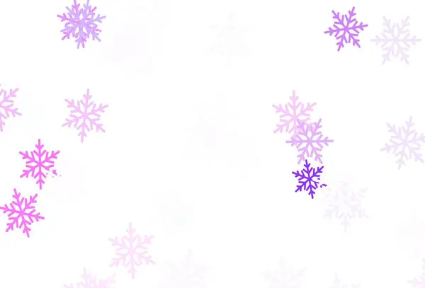 Светло Фиолетовый Векторный Фон Красивыми Снежинками Звездами Градиентная Красочная Иллюстрация — стоковый вектор