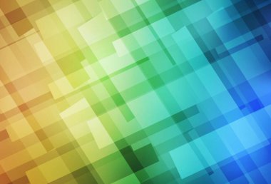 Açık mavi, çizgileri, dikdörtgenleri olan sarı vektör düzeni. Renkli dikdörtgenleri olan bir resim. Reklamlar için desen.