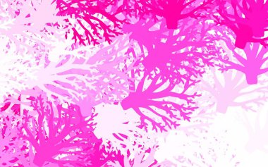 Açık pembe, sarı vektör karalama deseni yapraklı, dallı. Origami tarzında yaprak ve dalların karalama çizimi. Cep telefonlarının geçmişleri için şablon.