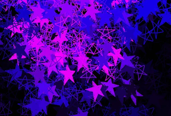 Violet Foncé Fond Vectoriel Rose Avec Beaux Flocons Neige Étoiles — Image vectorielle