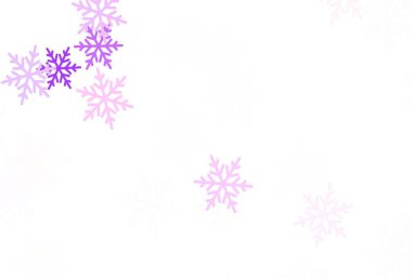 Açık pembe, sarı vektör arka plan, güzel kar taneleri, yıldızlar. Kar taneleriyle modern geometrik soyut çizim. Yeni Yıl broşürleri için temel bölüm.