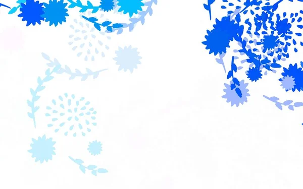 Bleu Clair Vecteur Jaune Motif Élégant Avec Des Fleurs Illustration — Image vectorielle