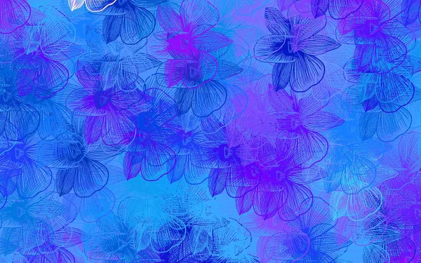 Hellrosa Blaues Vektormuster Mit Blüten Glitzernde Abstrakte Illustration Mit Blumen — Stockvektor