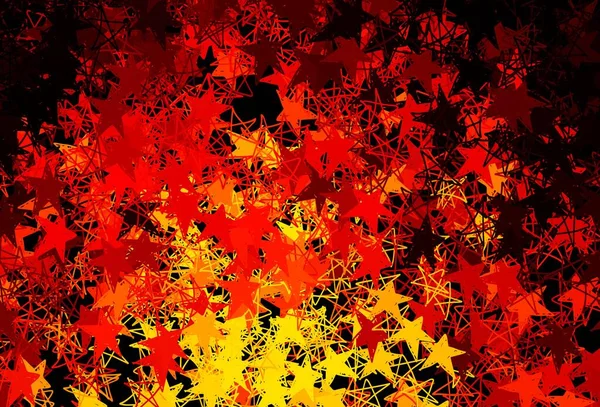 Dunkelroter Gelber Vektorhintergrund Mit Weihnachtsschneeflocken Sternen Leuchtend Bunte Illustration Mit — Stockvektor