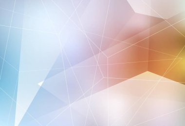 Açık mavi, kristalli sarı vektör şablonu, üçgenler. Renkli üçgenlerin olduğu bir resim. İniş sayfası için modern şablon.