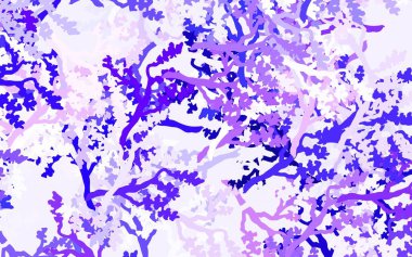 Açık Mor renkli, yaprakları ve dalları olan zarif bir arka plan. Yapraklı soyut illüstrasyon, karalama tarzı dallar. İşiniz için en iyi tasarım..