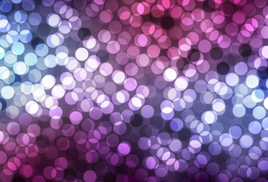 Disklerle koyu mor vektör dokusu. Parlak renkli soyut çemberlerin olduğu bir resim. Duvar kağıtlarının dokusu için desen.